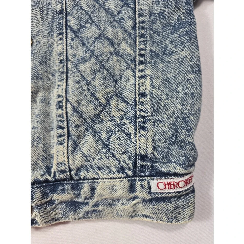 Vintage Cherokee Kids Acid Wash Denim Jacket USA 3T Unisex 80s 90s